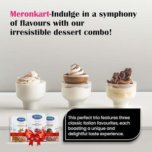 Meron’s Instant Dessert Mix Combos | Tiramisu | Chocolate Pudding | Vanilla Panna Cotta | Natural Flavour & Colour | Preservative-Free | Vegan - MeronKart