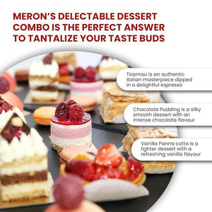 Meron’s Instant Dessert Mix Combos | Tiramisu | Chocolate Pudding | Vanilla Panna Cotta | Natural Flavour & Colour | Preservative-Free | Vegan - MeronKart