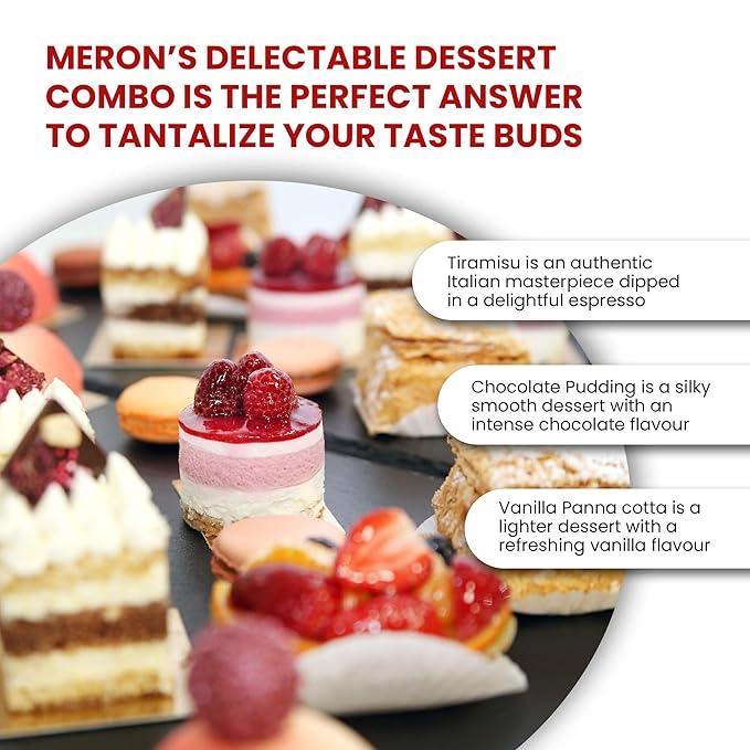 Meron’s Instant Dessert Mix Combos | Tiramisu | Chocolate Pudding | Vanilla Panna Cotta | Natural Flavour & Colour | Preservative-Free | Vegan - MeronKart