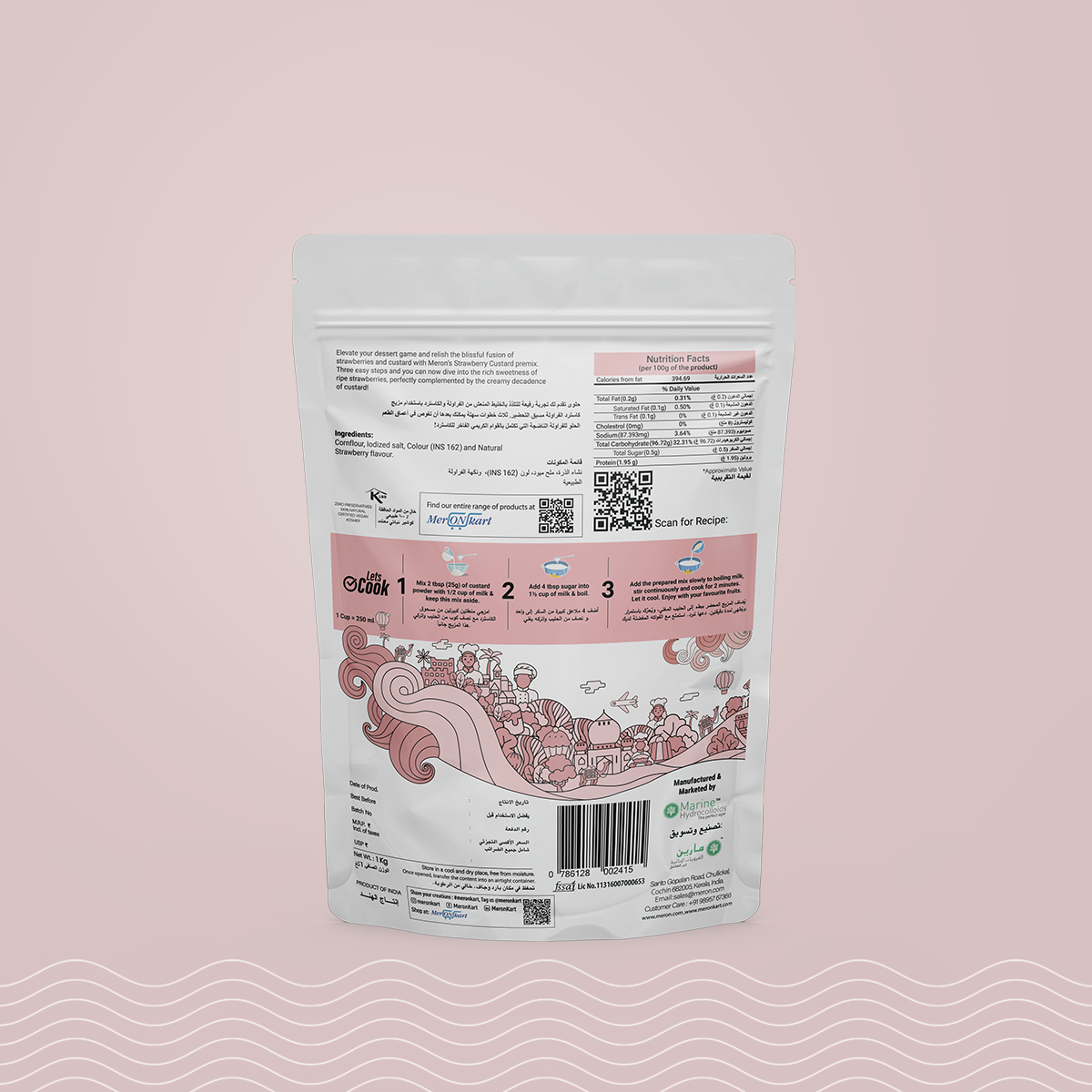 Custard Powder Strawberry  - Natural - 1 Kg