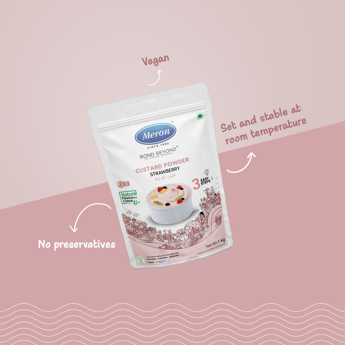 Custard Powder Strawberry  - Natural - 1 Kg