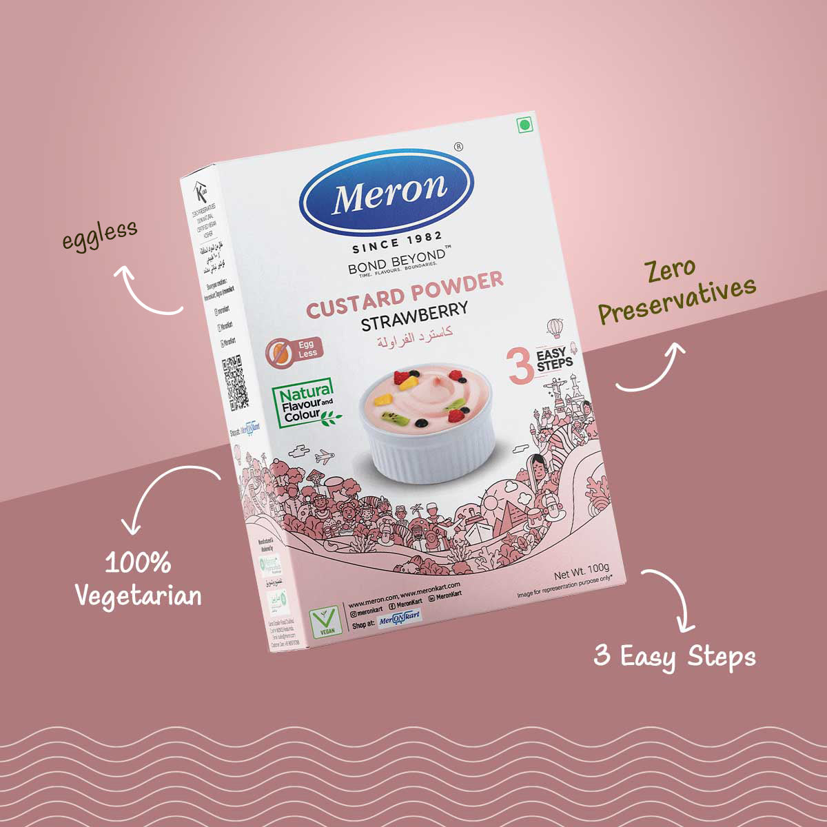 Custard Powder Strawberry -Natural - 100 gm