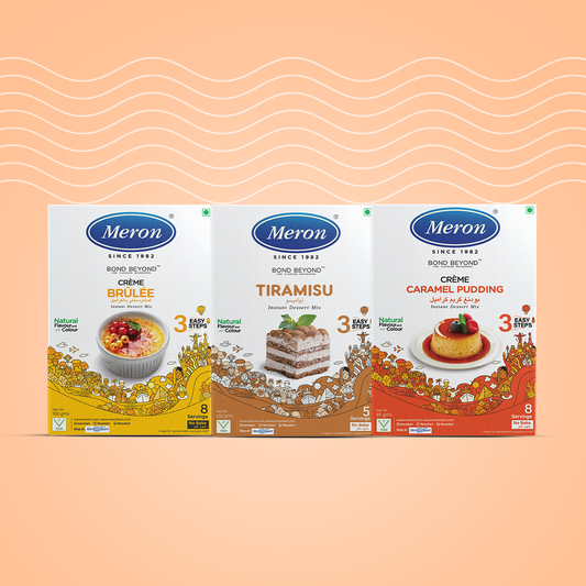 Meron’s Instant Dessert Mix Combos | Caramel Pudding | Creme Brulee | Tiramisu | Natural Flavour & Colour | Preservative-Free | Vegan