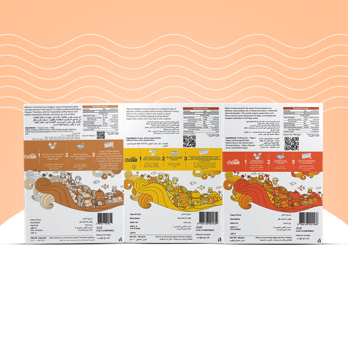 Meron’s Instant Dessert Mix Combos | Caramel Pudding | Creme Brulee | Tiramisu | Natural Flavour & Colour | Preservative-Free | Vegan