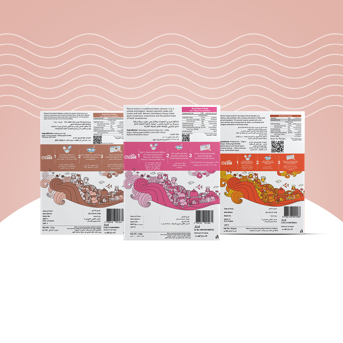 Meron’s Instant Dessert Mix Combos | Strawberry Panna Cotta | Caramel Pudding| Chocolate Pudding | Natural Flavour & Colour | Preservative-Free | Vegan
