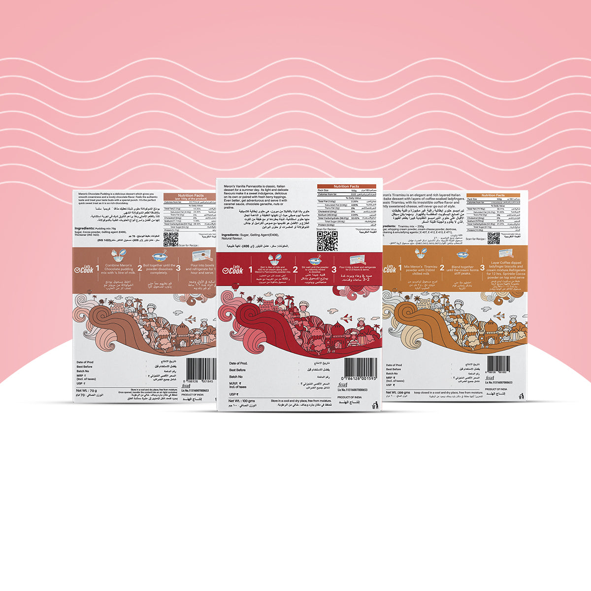 Meron’s Instant Dessert Mix Combos | Tiramisu | Chocolate Pudding | Vanilla Panna Cotta | Natural Flavour & Colour | Preservative-Free | Vegan